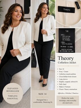 Theory Ivory Collarless Women's Jacket